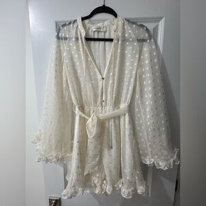 Zimmermann Cream Polka Dot Blouse